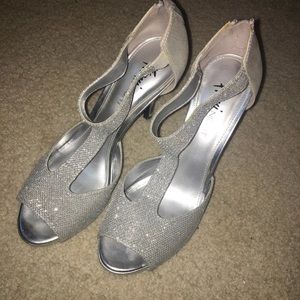 Sparkly silver heels
